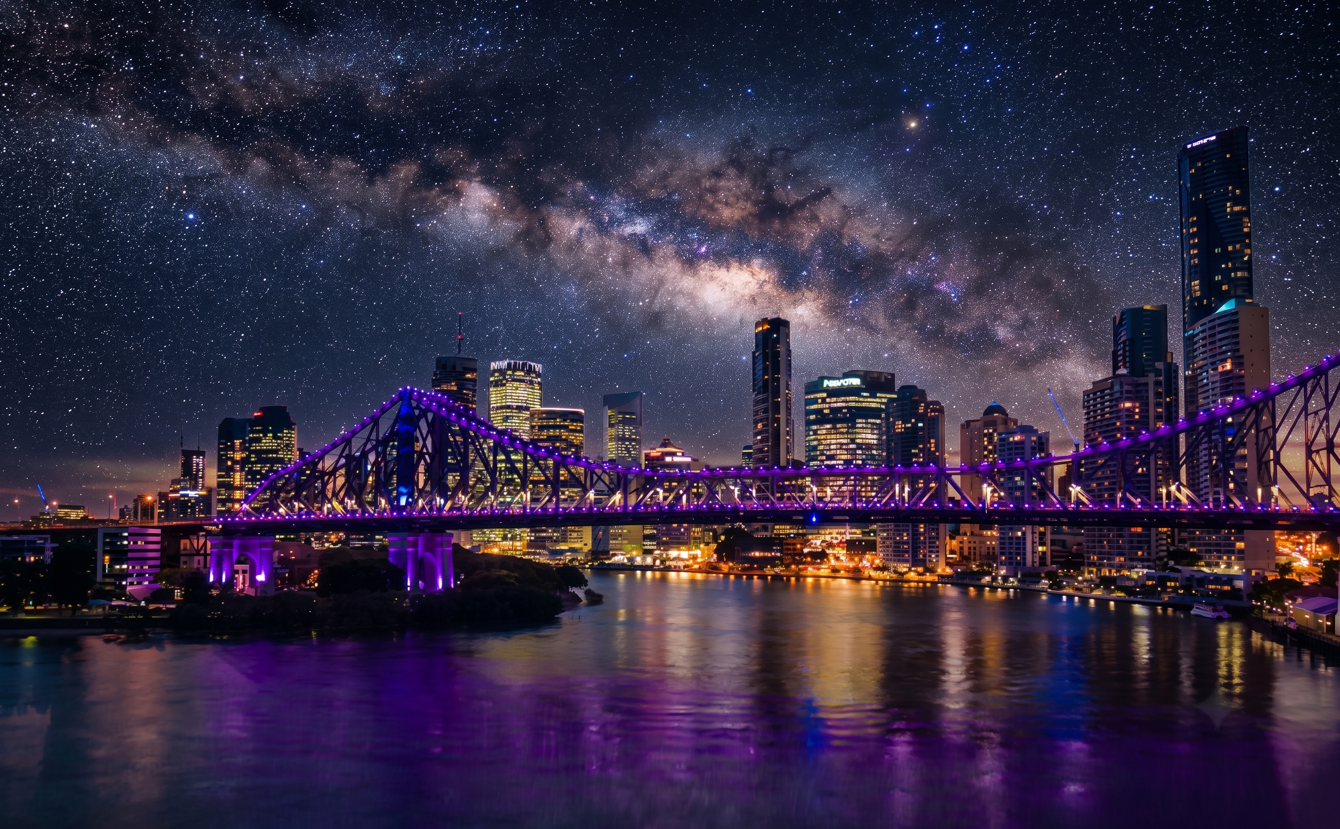 The Story Bridge and Brisbane skyline beneath the Milky Way