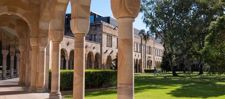 The sandstone cloisters at UQ's St Lucia campus, the main venue for the ASM