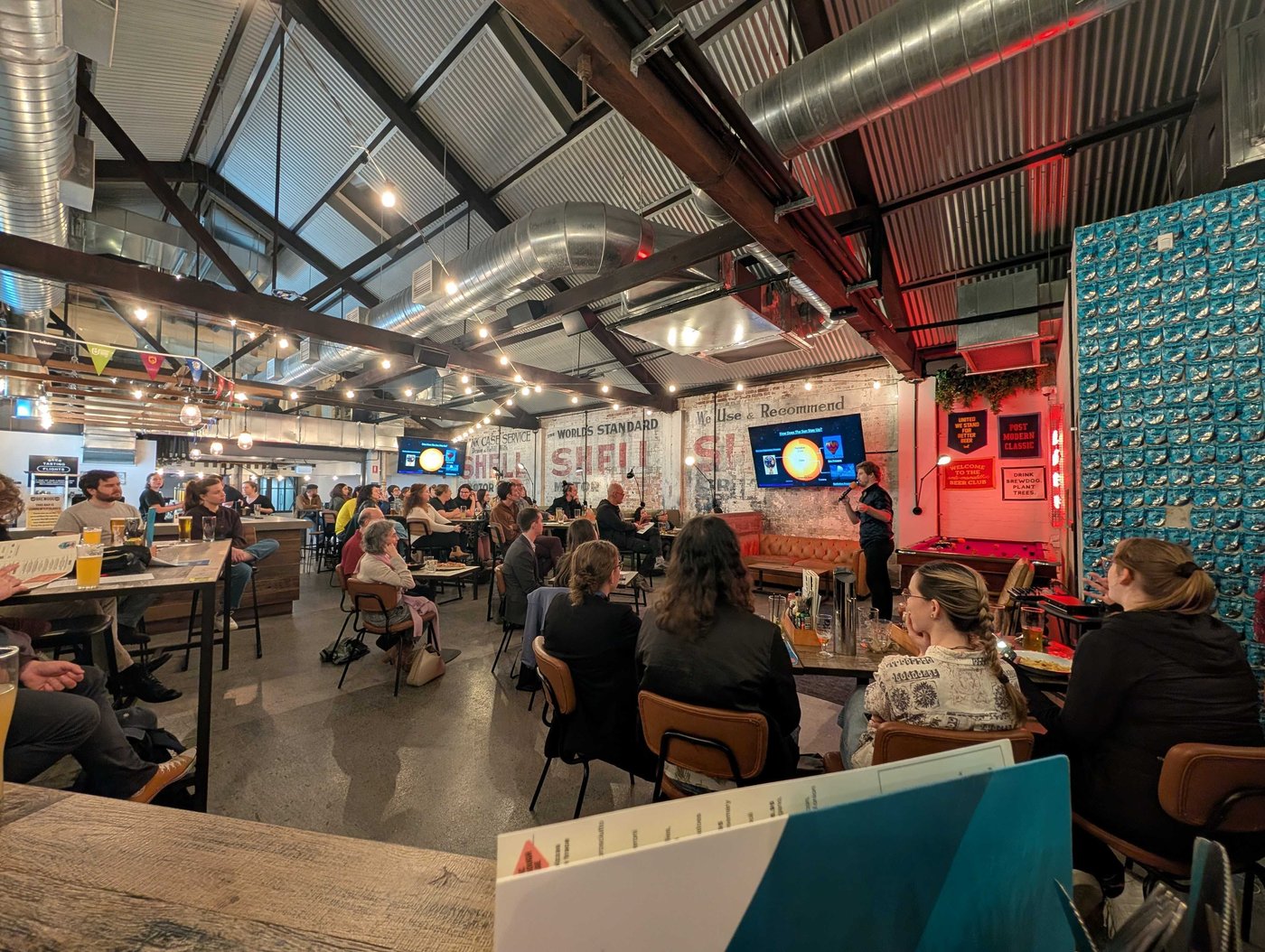 A packed BrewDog Fortitude Valley during a QUASAR Pint of Science talk