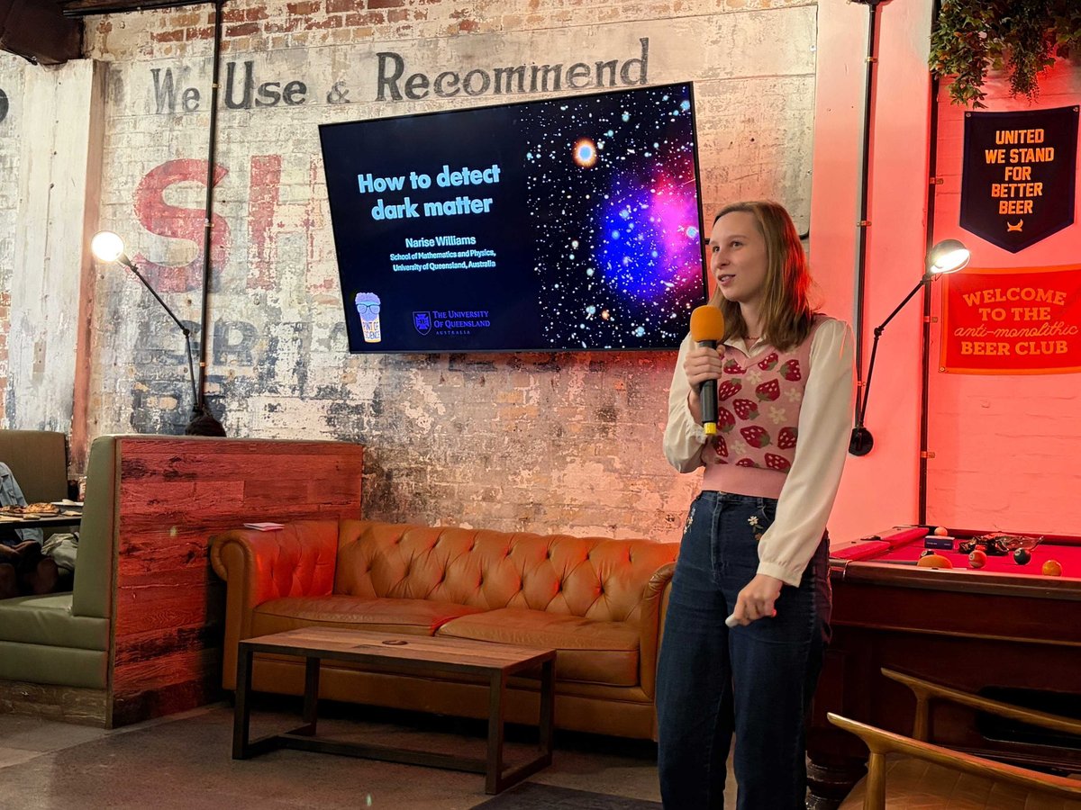 Narise Williams presenting on how to directly detect dark matter